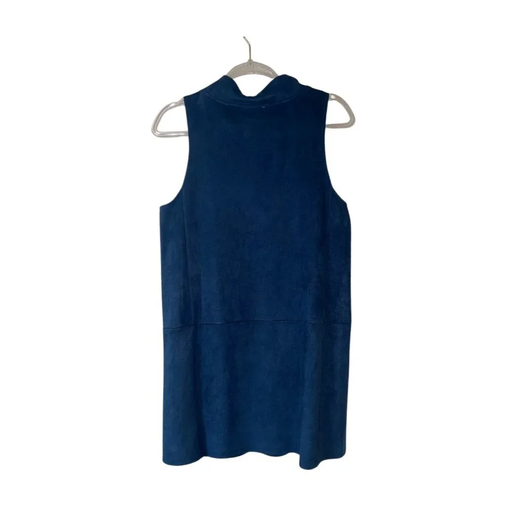 Navy Faux Suede Mock Turtleneck Dress – Size M - Picture 3 of 5